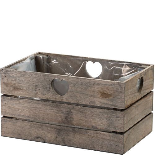 Home Sweet Home Wooden Crate Keepsake Box Planter - Natural
