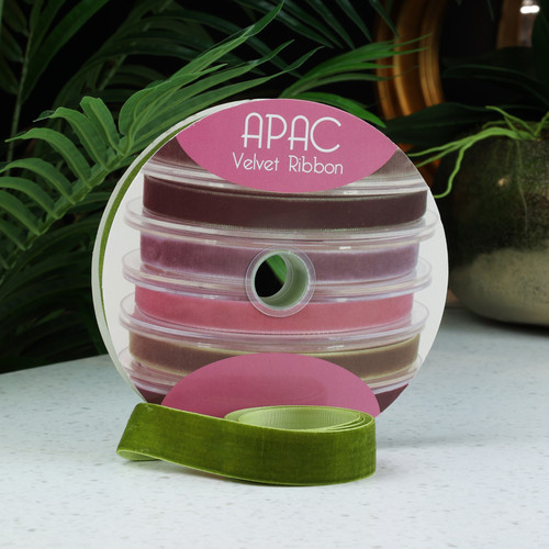 25mm Velvet Ribbon - Green/Sage (20m)