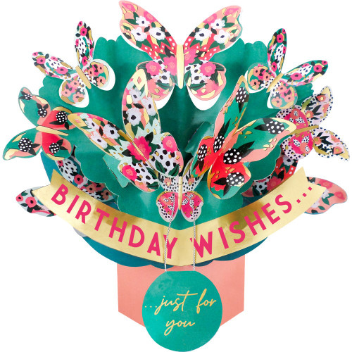 3D Pop Up Card by Second Nature - Colourful Butterflies Birthday