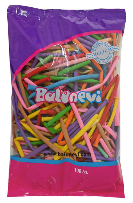 Assorted Pastel Modelling Balloon (Pack of 100) 