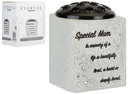 Memorial Grey Grave Flower Pot - Special Mum