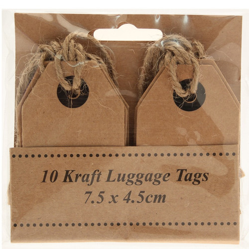 Kraft Luggage Tags x10 (7.5cm x 4.5cm)
