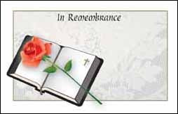 Flat Message Cards - Rose & Bible In Remembrance