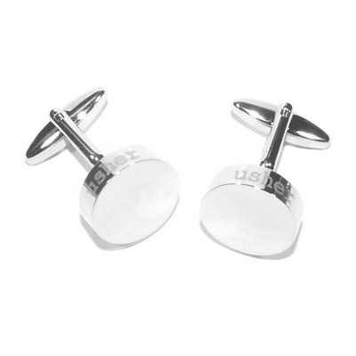 Usher Laser Etched Edge Round Cufflinks
