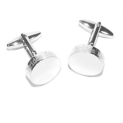 Brides Father Laser Etched Edge Round Cufflinks