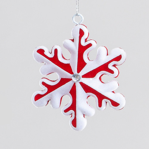 Red & White Snowflake Hanging Decoration (10cm)