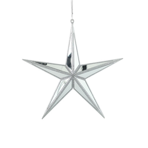 Mirror Star Hanging  Decoration - Silver (27cm)