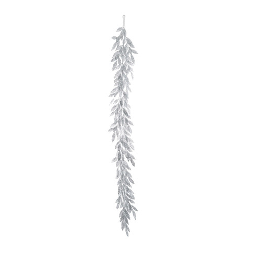 Glitter Leaf Garland - Silver - 183cm