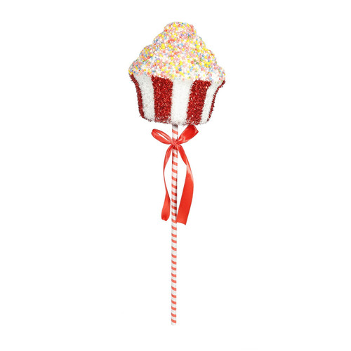 Candyland Cup Cake Pick - 58mm - Red/White