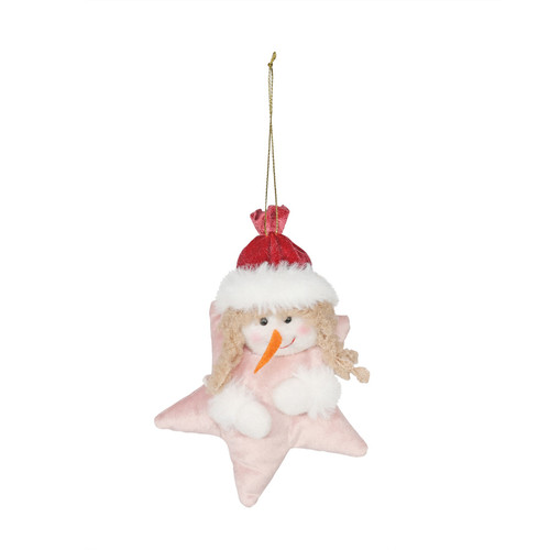 Christmas Burgundy and Pink Velvet Lady Snowman Hanger 