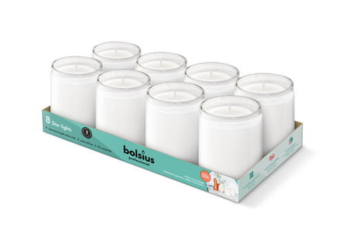 Bolsius Professional Starlight Glass Candles 82/68mm x 8 - White