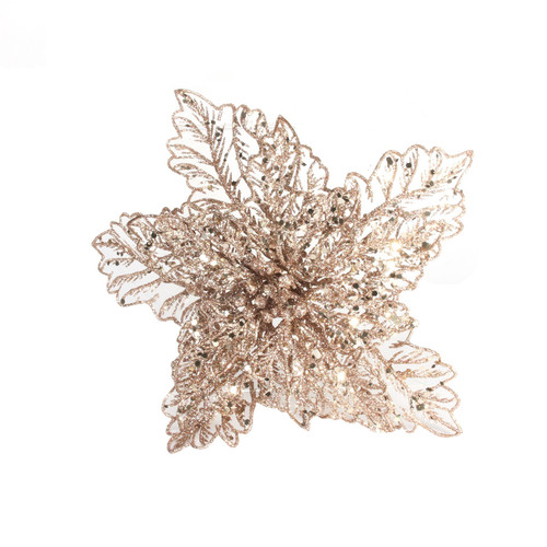 Poinsettia Clip - Glittered Filigree Rose Gold (22cm)