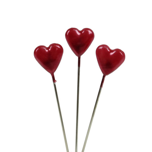 5cm Heart Head Pins Red x 80