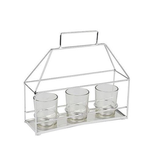 Silver Luna Metal Frame 3 Tealight Holder