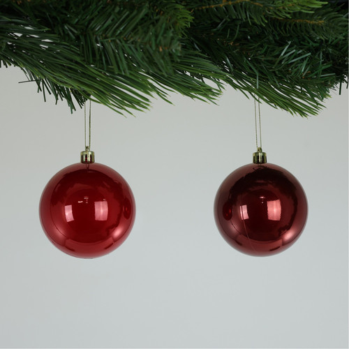 8cm Pearlised Red Baubles (Pack of 6)