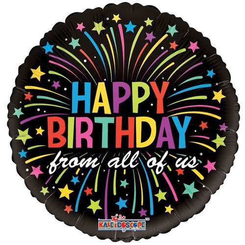 18" Happy Birthday From All Of Us Balloon