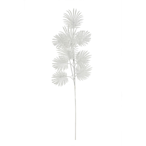 White Glitter Feather Leaf Stem (H75cm)