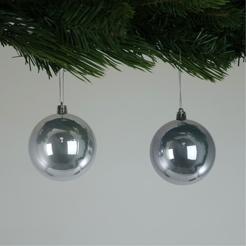 Pearlised Silver Baubles (8cm) (6 Pieces)