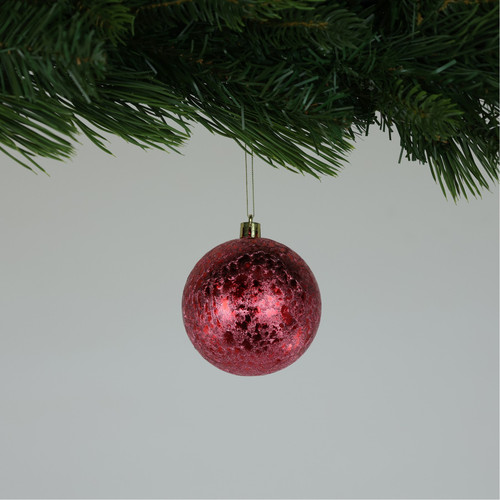 Crackle Red Baubles (8cm) 