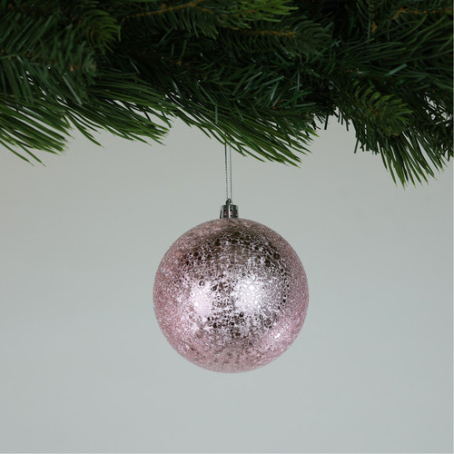 Crackle Pink Baubles (10cm)