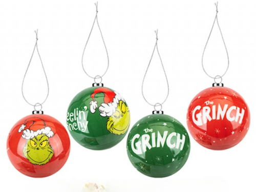 Grinch Baubles In Printed Box (Assorted Designs)