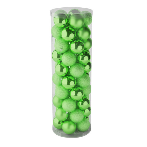 48 Light Green Baubles in Matt, Shiny & Glitter Finish (10cm)