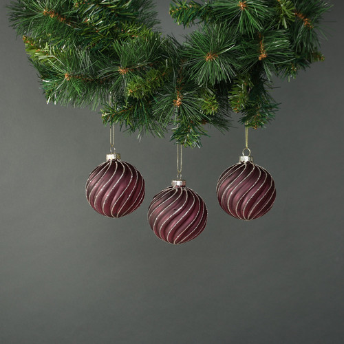 Faye 8cm Glass Bauble Dark Purple (Set of 4)