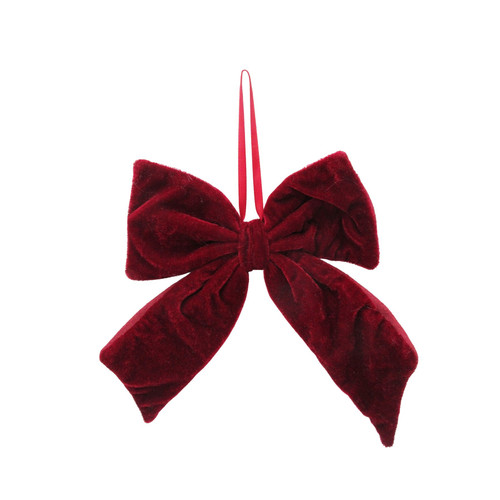 Burgundy Fabric Hanging Bow (20cm)