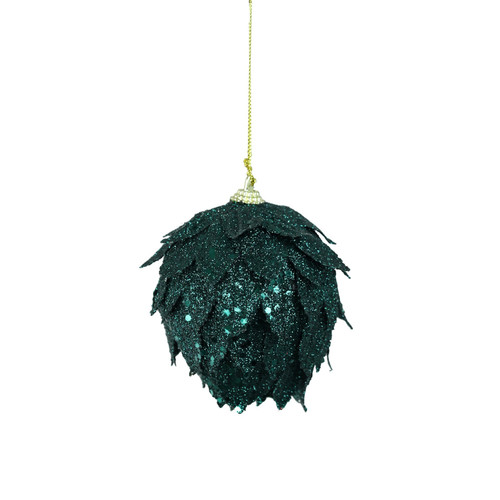 Green Glitter Floral Hanging (10cm)