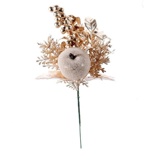 Apple, Berries & Pinecone Pick - Champagne - 12cm