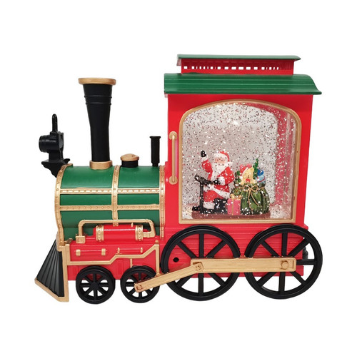 Green & Red Santa Train Snow Globe (24cm)