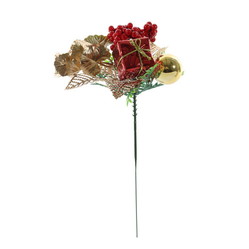 Present & Berry Pick - Red/Gold - 20cm