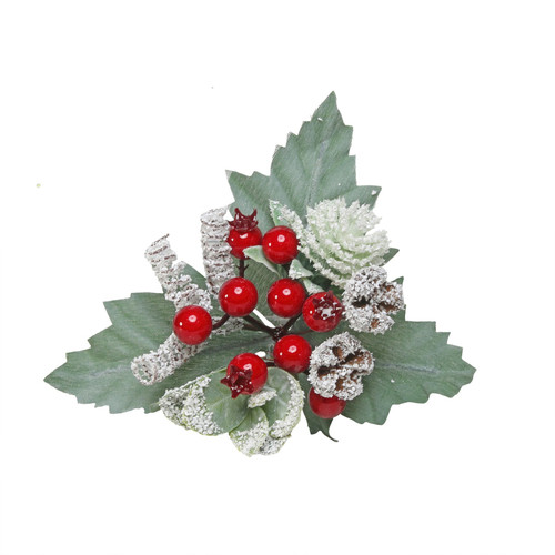 Snowy Red Berry Spray