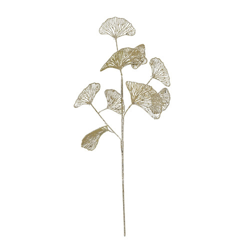 Gold Glitter Ginkgo Leaf Stem 