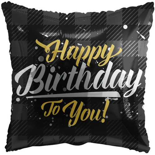 18 inch Happy Birthday Black  Balloon