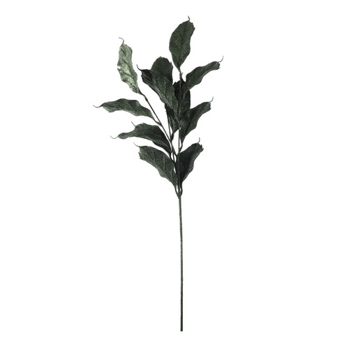 Dark Green Glitter Leaf Spray (68cm)