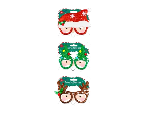 Red Christmas Novelty Glasses (Assorted Designs)