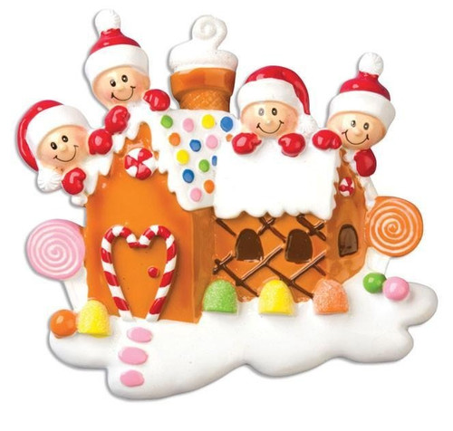 Personalised Christmas Gingerbread House (4 Faces)