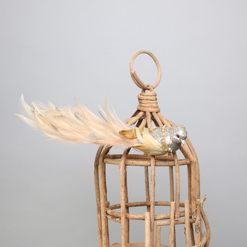 Bird with Clip - Lyre Gold Glitter