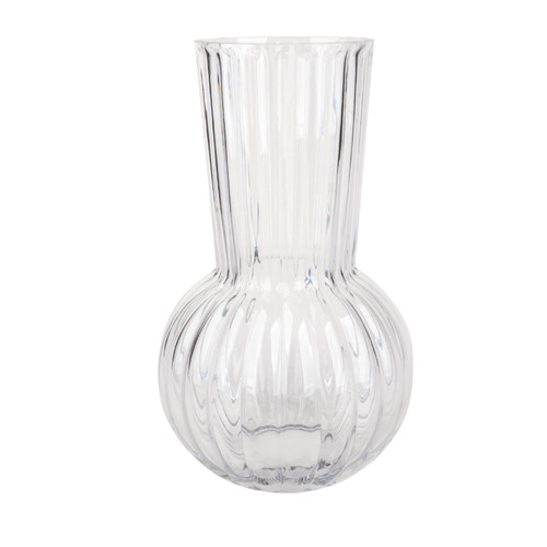 Clear Rochelle Fluted Vase with Onion Base (28cm)