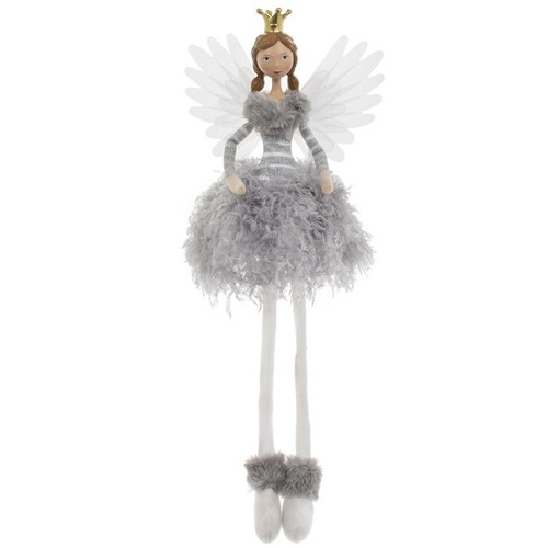 Grey Sitting Angel Decoration 