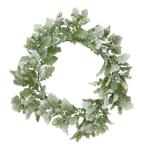 Artificial Readymade Wreath - Dusty Miller & Hops (60cm)