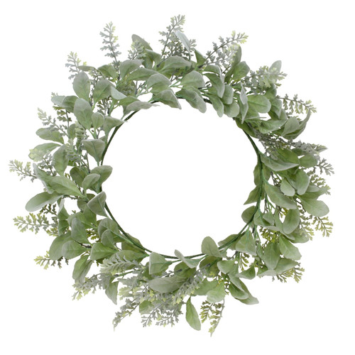 Artificial Readymade Wreath - Lambs Ear Foliage Mix (60cm)