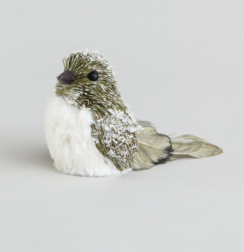 Snow Dusted Winter Bird Decoration with Clip (12cm)