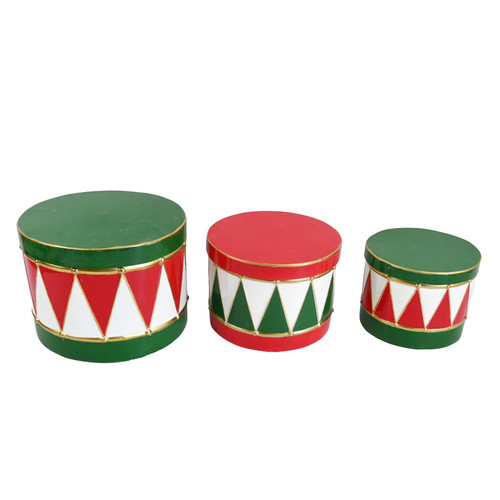 Green/ Red Metal Drums (Set of 3)