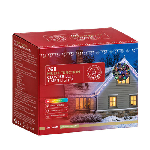 Multi-Coloured LED Cluster Lights Twinkle Effect (768 Lights) (7m L)