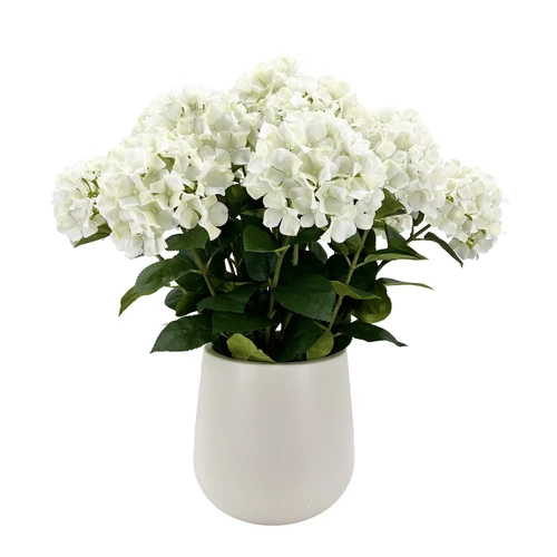 Real Touch White Hydrangea in Ceramic Pot (71cm)