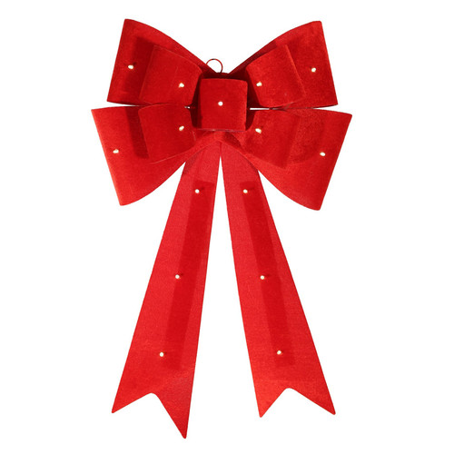 Dark Red Door Bow with LED Lights (40cm W)