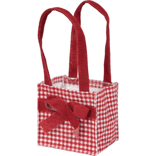 Jute Plant Bag (Small) - Dainty Bow in Red