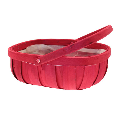 Softwood Trug with Hinged Handle - Red